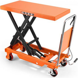 VEVOR Hydraulic Lift Table Cart, 1000 kg Capacity 1000 mm Lifting Height, for Material Handling, Moving, Transportation, Manual Single Scissor Lift Table, with 4 Wheels and Handle, Heavy-Duty Steel