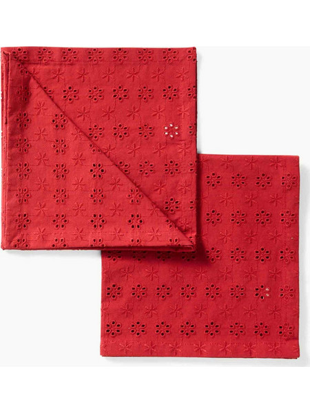 Coincasa σετ πετσέτες με κέντημα broderie anglaise (2 τεμάχια) - 006802417 Κόκκινο