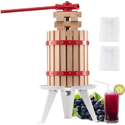 VEVOR Πρεσάκι Φρούτων και Κρασιού 1,6 Gal/6L, Καλάθι από Μασίφ Ξύλο με 8 Τάκους, Χειροκίνητος Αποχυμωτής Βαρέος Τύπου, Πρέσα για Μηλίτη, Μήλα, Σταφύλια, Βάμματα, Μέλι, Ελαιόλαδο με Λαβή για την Κουζίν