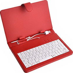 Leather Case with Keyboard 7" for Tablet - Red