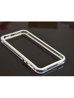 Stylish Protective Bumper Frame Case για iPhone 5 - Άσπρο / Διάφανο