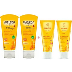Weleda Καλέντουλας Σαμπουάν-Αφρόλουτρο 2x200ml + Κρέμα 2x75ml