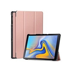 Δερμάτινη Θήκη Tri-fold με πίσω κάλυμμα σιλικόνης / Slim Book Case για το Samsung Galaxy Tab A (2018) 10.5 T590 / T595 ΡΟΖ/ΧΡΥΣΟ (ΟΕΜ)