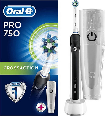 Ηλεκτρική Οδοντόβουρτσα Oral-B Pro 750 Cross Action Special Edition Black Ηλεκτρική Οδοντόβουρτσα με Χρονομετρητή Αισθητήρα Πίεσης & Θήκη Ταξιδίου