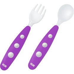 Nuk Easy Learning Mini Cutlery Σετ Βρεφικό Πιρούνι & Κουτάλι 8m+ Μωβ 2τμχ