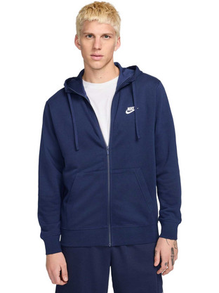 Nike Sportswear Club Ανδρική Ζακέτα Φούτερ με Κουκούλα και Φερμουάρ Μπλε BV2648-410