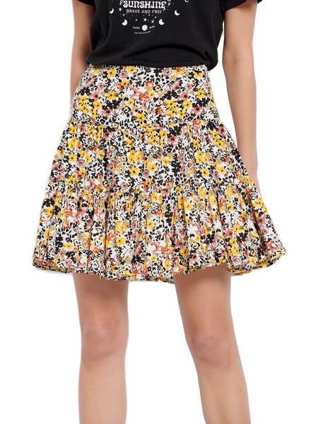 Funky Buddha Μίνι Φούστα Υφασμάτινη Ψηλόμεση Floral FBL007-121-14