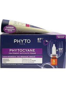 Phyto Phytocyane Anti Hair Loss Treatment Progressive Αμπούλες κατά της Τριχόπτωσης 12x5ml + Shampoo 100ml