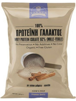 Farmer Proteins Πρωτεΐνη Ορού Γαλακτος Isolate 92% Μιλφέιγ Γράμμωσης Χωρίς Γλουτένη 100gr