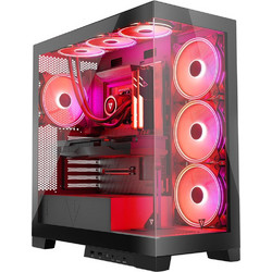 Modecom Volcano Space Apex Black Gaming Midi Tower Κουτί Υπολογιστή RGB με Πλαϊνό Παράθυρο