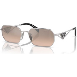Prada PRA51S 1BC8J1 Ανδρικά Γυαλιά Ηλίου Ορθογώνια Μεταλλικά Ασημί με Καφέ Polarized Φακό