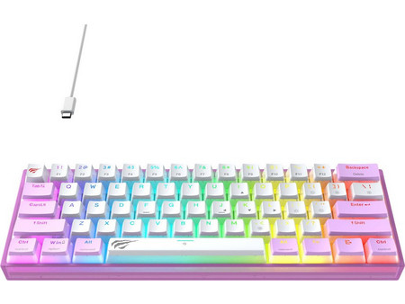 Havit KB877L Μηχανικό Gaming Πληκτρολόγιο 60% RGB White Purple