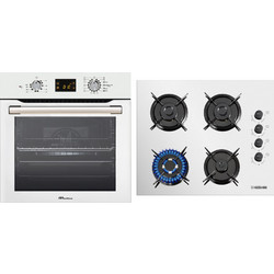 Multihome Φούρνος Ηλεκτρικός Άνω Πάγκου 65lt 59.5cm MH-6061 White Glass με Εστίες Αερίου MH-6108