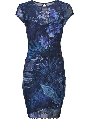 Guess Aida Mini Καλοκαιρινό Βραδινό Φόρεμα Floral Μπλε W3GK89KBAH2-P7PC