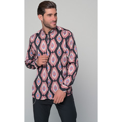 Ben Tailor Ανδρικό Πουκάμισο Σχέδια Μακρυμάνικο Slim Fit Ροζ BENT.0878