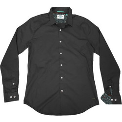 Double Ανδρικό Πουκάμισο Βαμβακερό Μακρυμάνικο Slim Fit Μαύρο GS-482SVA