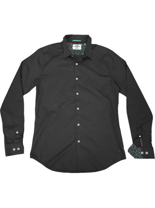 Double Ανδρικό Πουκάμισο Βαμβακερό Μακρυμάνικο Slim Fit Μαύρο GS-482SVA