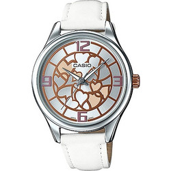 Casio Γυναικείο Ρολόι με Λευκό Δερμάτινο Λουράκι LTP-E128L-7A
