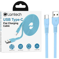Lamtech LAM111832 Flat USB-A to USB-C 1m Light Blue 5202021111832