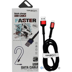 Treqa CA-8563 Braided USB-A to USB-C 2m Red CA-8563