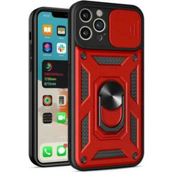Bodycell Armor Slide Ring Holder Back Cover Red (iPhone 12 Pro)