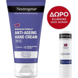 Neutrogena Anti-Age Hand Cream SPF20 75ml + Lipcare Lip Balm 4.8gr