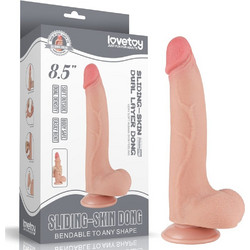Lovetoy Sliding-Skin 8.5" Dual Layer Dong I Ρεαλιστικό Dildo με Βεντούζα & Όρχεις 22cm Flesh