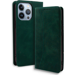 Bodycell Pu Leather Book Green (iPhone 14 Pro Max)