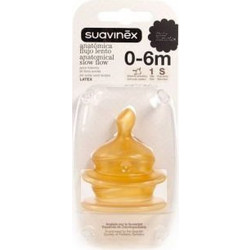 Suavinex Anatomica Θηλή Καουτσούκ για Μπιμπερό 0m+ Αργής Ροής 2τμχ 3156848