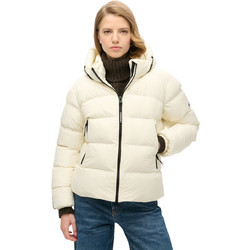 Superdry Γυναικείο Μπουφάν Χειμωνιάτικο Puffer Μακρύ Λευκό W5011721A-71D
