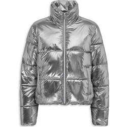 Only Dolly Γυναικείο Μπουφάν Χειμωνιάτικο Puffer Κοντό Ασημί 15330925