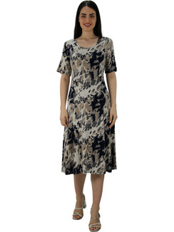 Billy's Fashion Midi Καλοκαιρινό Καθημερινό Φόρεμα Μεταξωτό Εκρού Μπεζ 24017