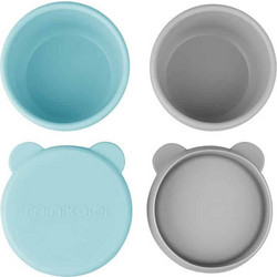 Minikoioi Mini Bites Μπολ Σιλικόνης με Καπάκι Light Blue/Grey 2τμχ