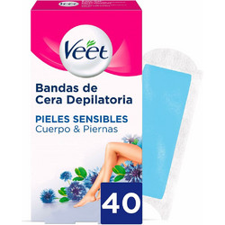 Veet Easy Gel Ταινίες Αποτρίχωσης για Πόδια & Σώμα για Ευαίσθητες Επιδερμίδες 40τμχ