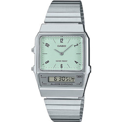 Casio Vintage Ανδρικό Ρολόι Χρονογράφος με Ασημί Μεταλλικό Μπρασελέ AQ-800E-3AEF