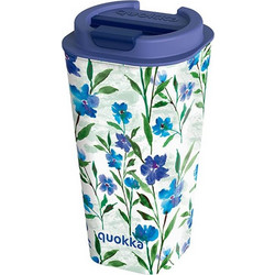 Quokka Ποτήρι Καφέ Πλαστικό Ditsy Bloom Μπλε Λευκό 450ml 40221