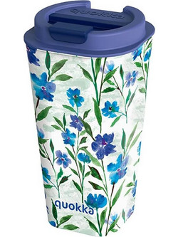 Quokka Ποτήρι Καφέ Πλαστικό Ditsy Bloom Μπλε Λευκό 450ml 40221