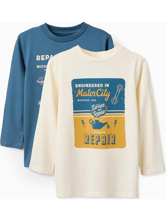 Zippy Σετ Παιδικά T-Shirt Μακρυμάνικα Μπλε Λευκό 31066538021