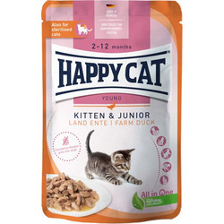 Happy Cat Young Kitten & Junior with Farm Duck in Gravy 85gr