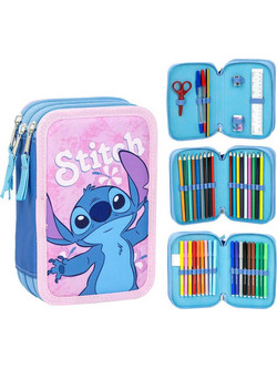 Cerda Disney Stitch Κασετίνα Γεμάτη με 3 Θήκες Ροζ 2700001261