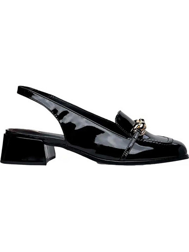 Carrano Γόβες Slingback Λουστρίνι με Χοντρό Χαμηλό Τακούνι Μαύρες E67197
