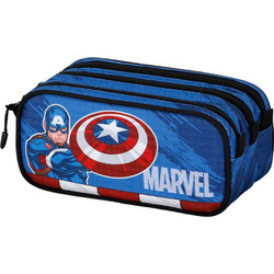 Karactermania Captain America Κασετίνα Βαρελάκι με 3 Θήκες Μπλε 06311