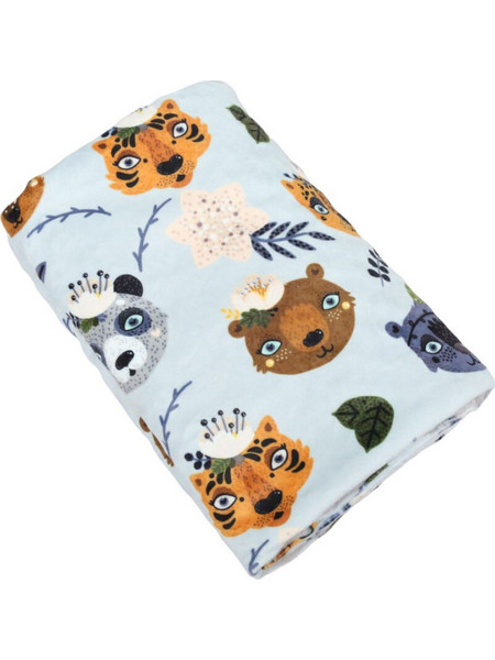 QueenMother Wild Animals Κουβέρτα Κούνιας Βελουτέ 110x150 Γαλάζια