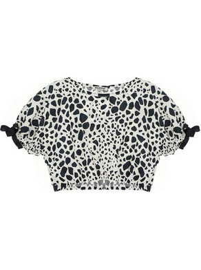 Please Παιδικό Crop Top Κοντομάνικο Λευκό Μαύρο CC08274G29