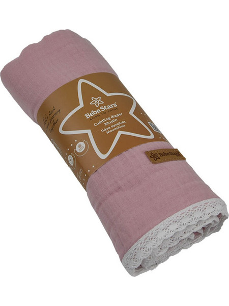 Bebe Stars Swan Πάνα Αγκαλιάς από Μουσελίνα Ροζ 90x90cm