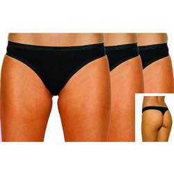Apple Βαμβακερά Γυναικεία String Μαύρα 3Pack 0220240