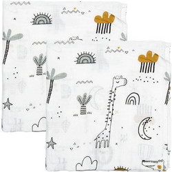 BimbiDreams Jungle Πάνες Αγκαλιάς από Μουσελίνα Λευκές 60x60cm 2τμχ 54838001