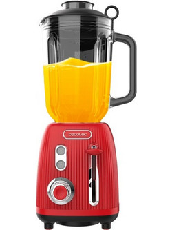 Cecotec Power Black Titanium RetroRed CEC-03882 Μπλέντερ για Smoothie με Γυάλινη Κανάτα 1.5lt 1200W