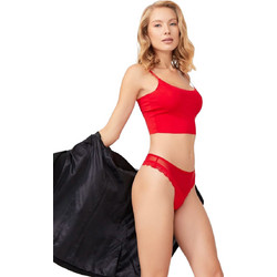 Cottonhill Γυναικείο Sexy String με Δαντέλα Κόκκινο CH6048