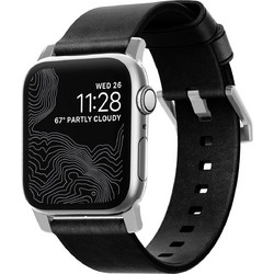 Nomad Modern Λουράκι Δερμάτινο Black / Silver (Apple Watch 42 / 44 / 45 / 49mm)